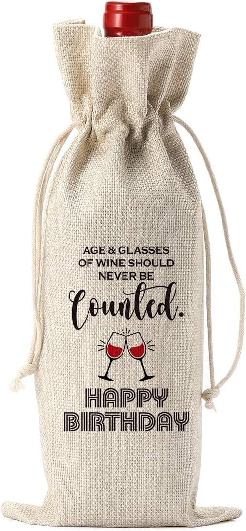 Funny Birthday Gift: Wine Bag Party Supplies Decorations for Women, Men, Friends & Coworkers