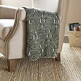 Amazon Brand – Stone & Beam Modern Heathered Cable-Knit Throw Blanket - 60 x 50 Inch, Dark Green