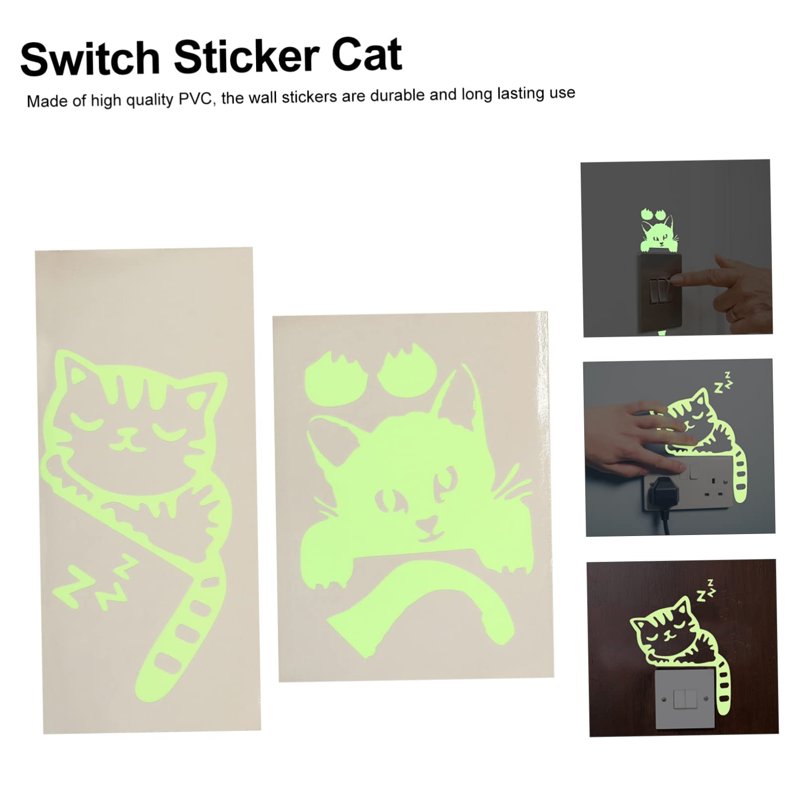 2pezzi Adesivi Murali Luminosi Per Adesivi Creativi Tema Gatto Per Decorare Camera Salotto Cucina e Altro Facili Da Applicare e Realizzati Durevole