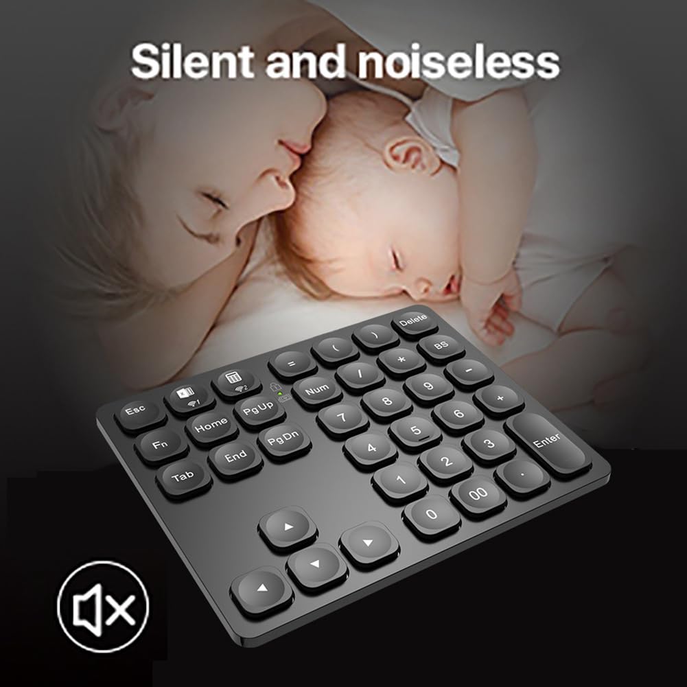 Double clavier numérique Bluetooth rechargeable, pavé numérique sans , pour ordinateur portable, clavier numérique Slinet-noir, facile à installer, facile à utiliser
