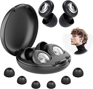Sleep Noise Cancelling Ear Plugs 45dB, Ear Plugs for Sleeping Noise Cancelling, Reusable Silicone Earplugs with 6 Eartips Case, Soft Hearing Protection for Sleeping, Snoring, Travel, Study