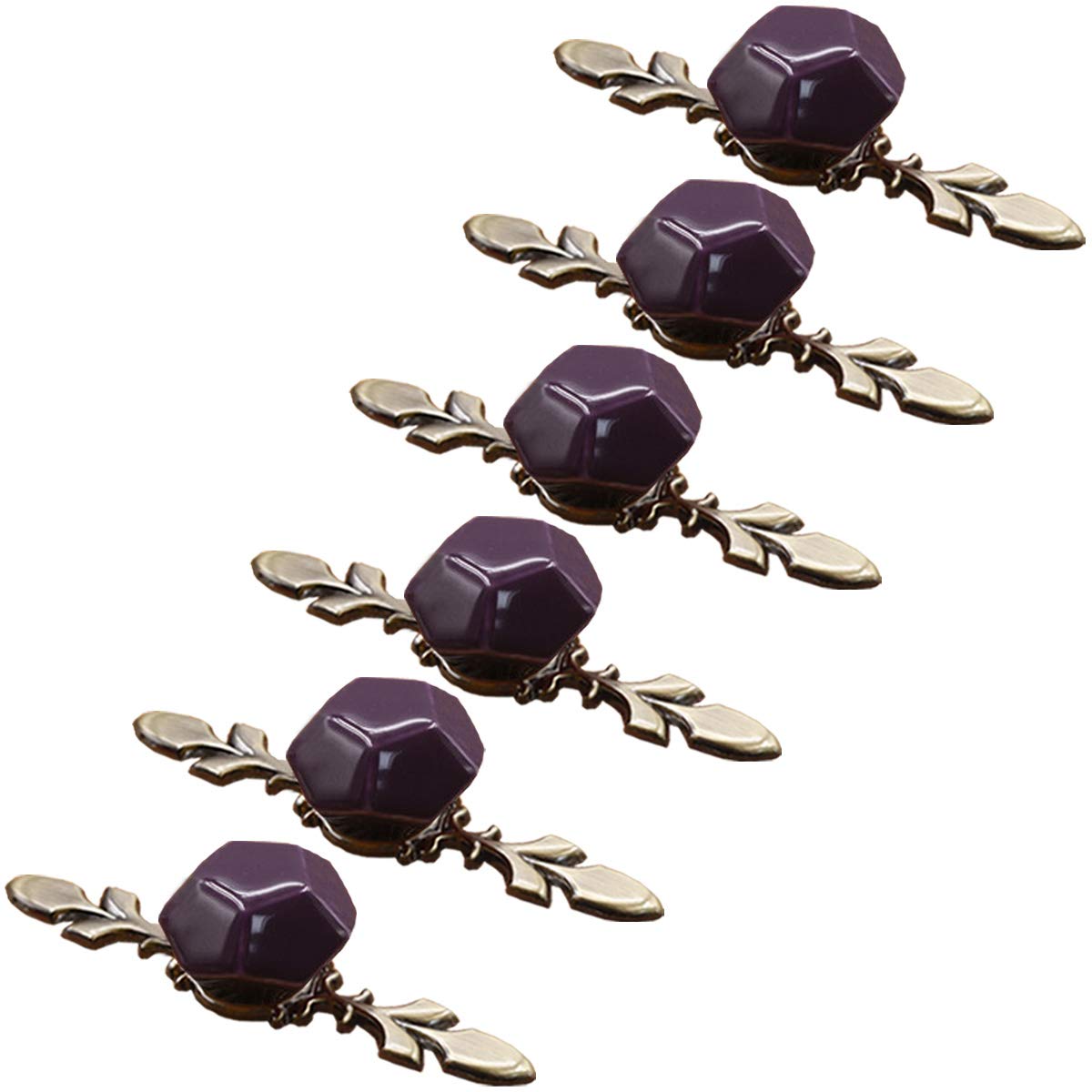 Maniglie vintage, pomello hardware, maniglie per mobili, set di pomello per porta in ceramica a forma di diamante, pomello per trucco, con base in ottone anticato fangdanwang (colore: viola, dimension