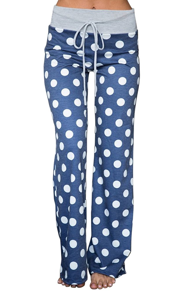 AMiERY Women's Comfy Casual Pajama Pants Floral Print Drawstring Palazzo Lounge Pants Wide Leg
