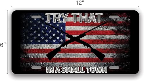 Miniatura 6 de Prueba eso en una ciudad pequeña - Placa de matrícula frontal impresa (metal de la bandera estadounidense)