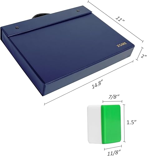 Miniatura 2 de ZGME Juego de mahjong chino, juego de Mah-Jongg, Mah Jongg tradicional completo con 146 azulejos numerados grandes (1.5 pulgadas, verde), estuche de