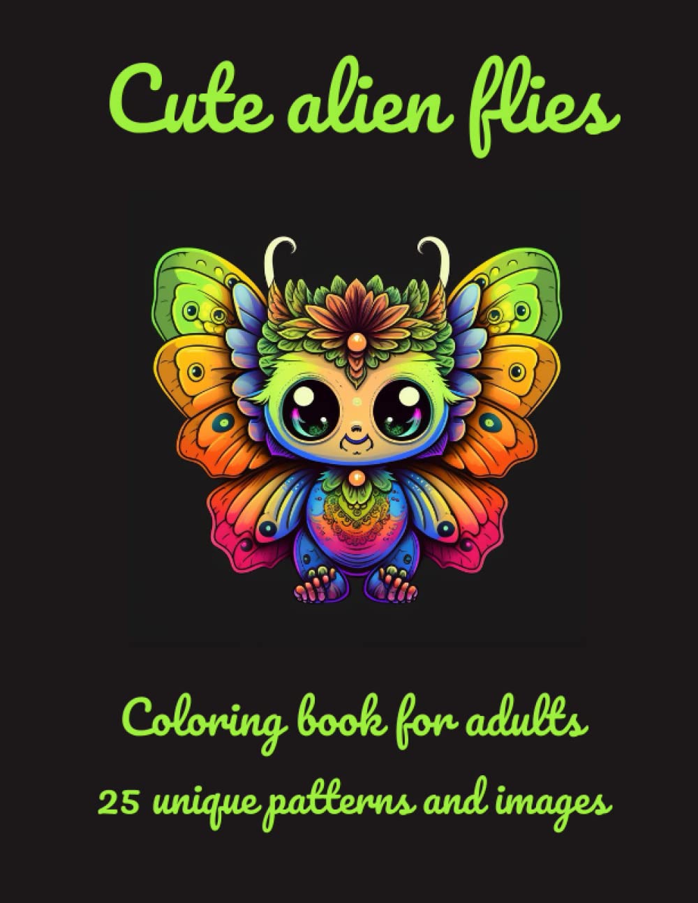Cute alien Flies: A Relaxing ASMR Coloring Book for Adults Featuring: Made with the help pf AI, 25 pages of intricate patterns and beautiful Alien Flies, perfect for relaxation and creativity