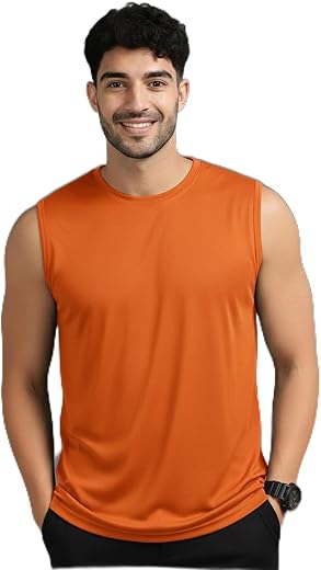 JANGOBOY Men's Tank Tops Sleeveless T-Shirt for Men's Gym Wear Vest Solid Stylish Round Neck Running Sando for Sports Work...