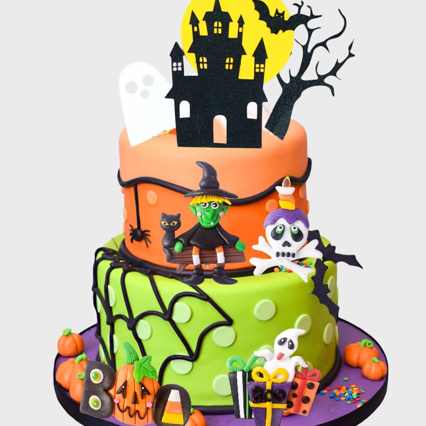 JeVenis Halloween Cake Decoration Witch Ghost Boo Cake Topper Rip Cake Decoration Birthday Decoration for Kids Halloween Party Supplies