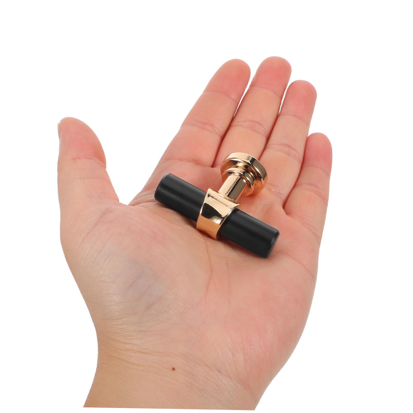 Uonlytech 10 Stück Gerändelte Schrankknöpfe Schwarz Gold, Einloch