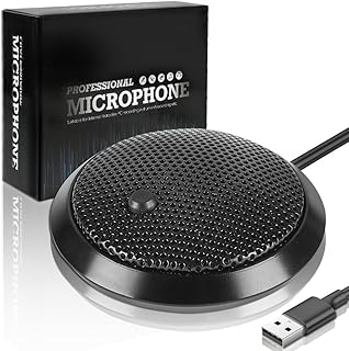 Microfone de Mesa para pc, Microfone de Conferência USB, Microfone Condensador Omnidirecional de 360° com Tecla Silenciosa - Produto 10 mais recomendado com 4 estrelas