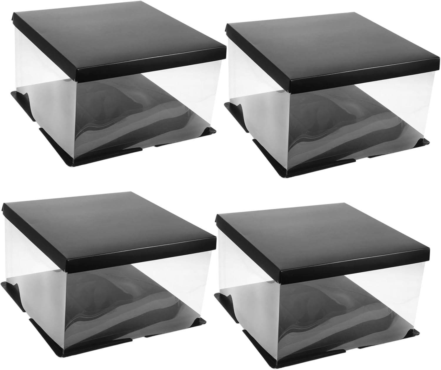 4Pcs Transparent Cake Box Clear Food Container Carrier Lightweight Portable for Birthday Party Outdoor Camping Dessert Packaging