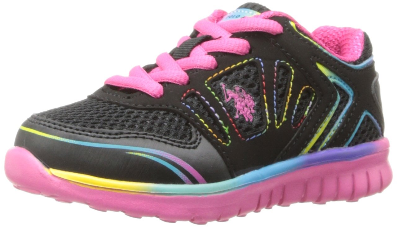 U.S. Polo Assn. Blast Running Shoe (Toddler),Black/Fuchsia/Multi,10 M US Toddler