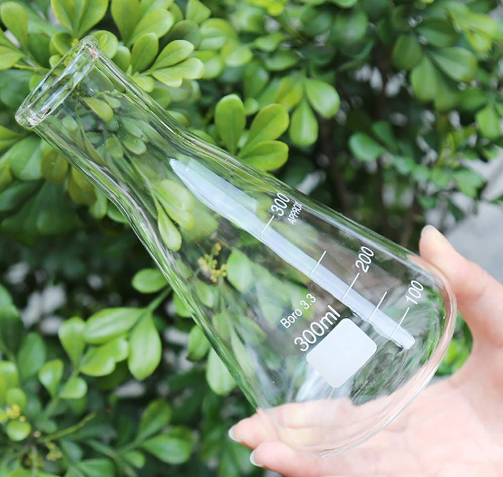 LFDHSF Glass Erlenmeyer Flask, Graduated Borosilicate Glassware with Rubber Stoppers Accurate