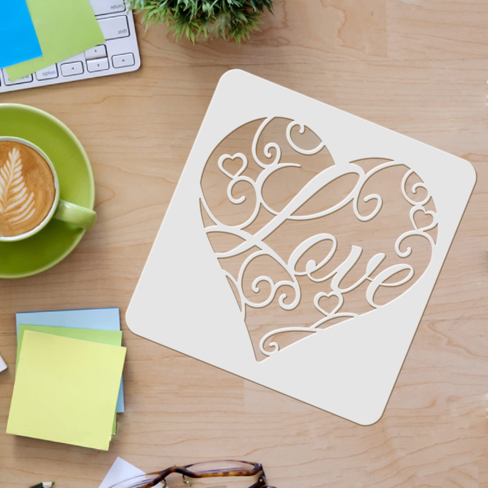 FINGERINSPIRE Love Heart Stencils Template 30x30cm Plastic Mandala Heart Drawing Painting Stencils Square Reusable Stencils for Painting on Wood Floor - Image 3