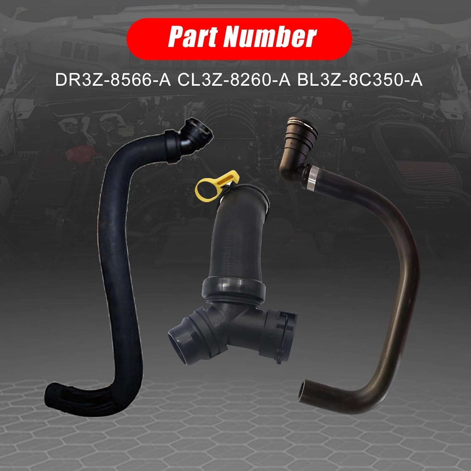 FZJDSD DR3Z-8566-A Upper Radiator Hose Y-Connector Lower Degaus Compatible with Ford F-150 5.0L 2011 2012 2013 2014 2015 2016 2017 2018 2019 2020, CL3Z-8260-A BL3Z-8C350-A