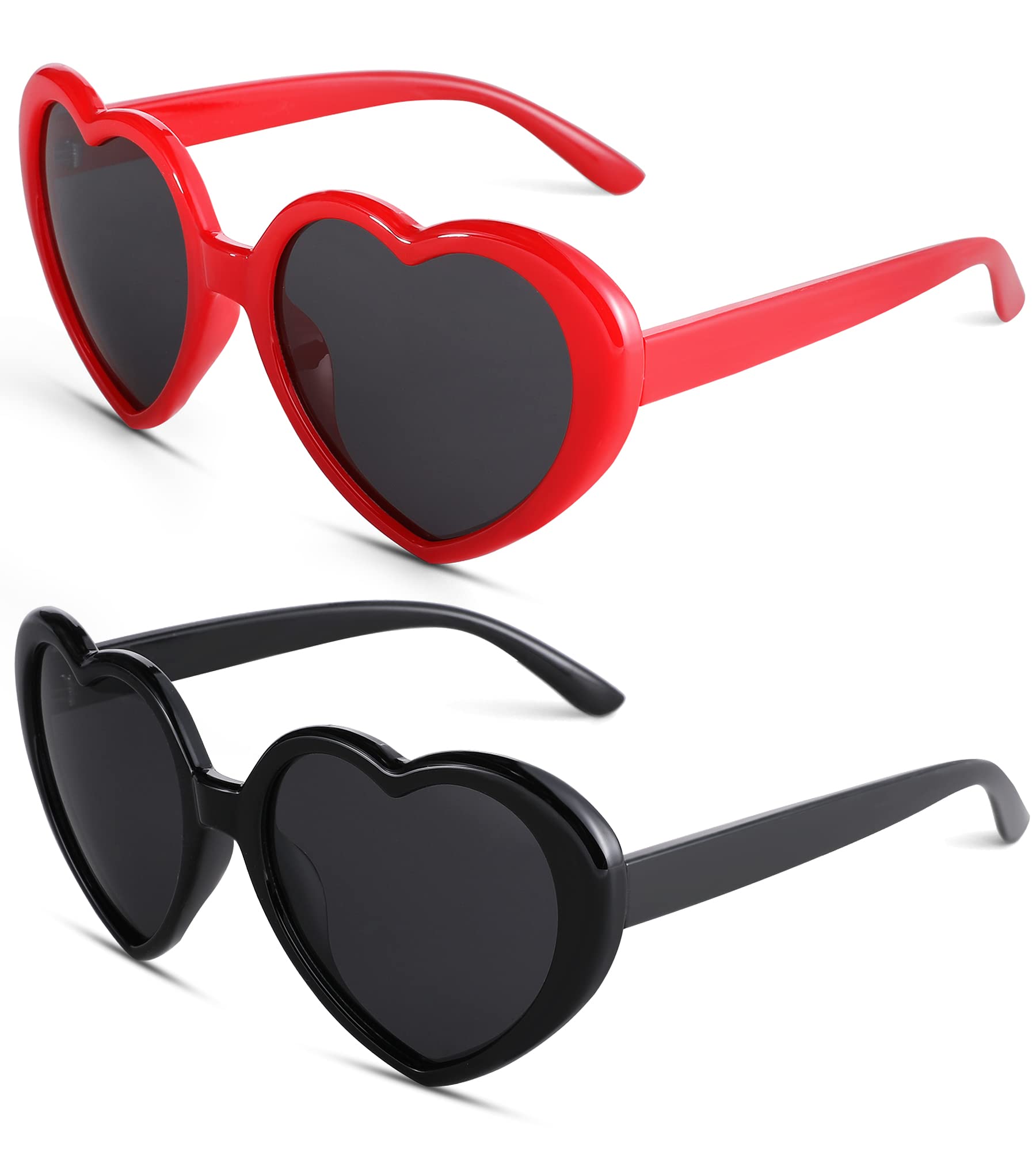NULOOQ Polarized Heart Shaped Sunglasses for Women Retro Fashion Large Frame Lovely Style with UV400 Protection