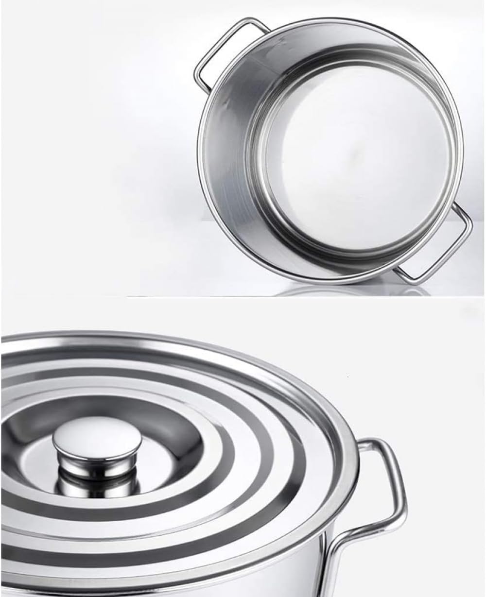 Stockpots - Pentola larga professionale in acciaio inox con coperchio, pentola a induzione lucidata a specchio, adatta per varie fonti di calore, 40 cm x 40 cm (45 l)