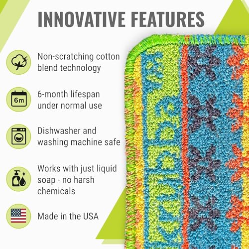 Image of Wet-it! Skrubba 3-Pack Reusable Dish Scrubbers - Non-Scratch Scouring Pads for Kitchen & Household - Eco-Friendly, Dishwasher Safe Scrub Sponges for Dishes, Pots & Pans (Vogue)