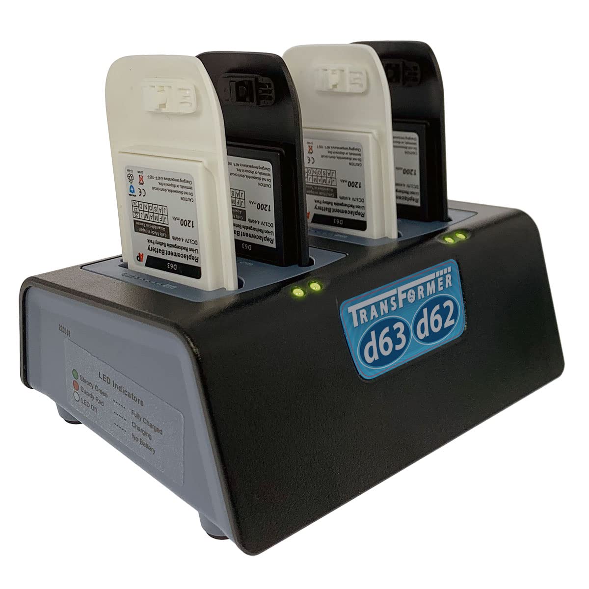 Transformer 4-Bay Battery Charger for Ascom d63 and i63 Batteries. Also fit d62/i62 Models! Power Supply Included