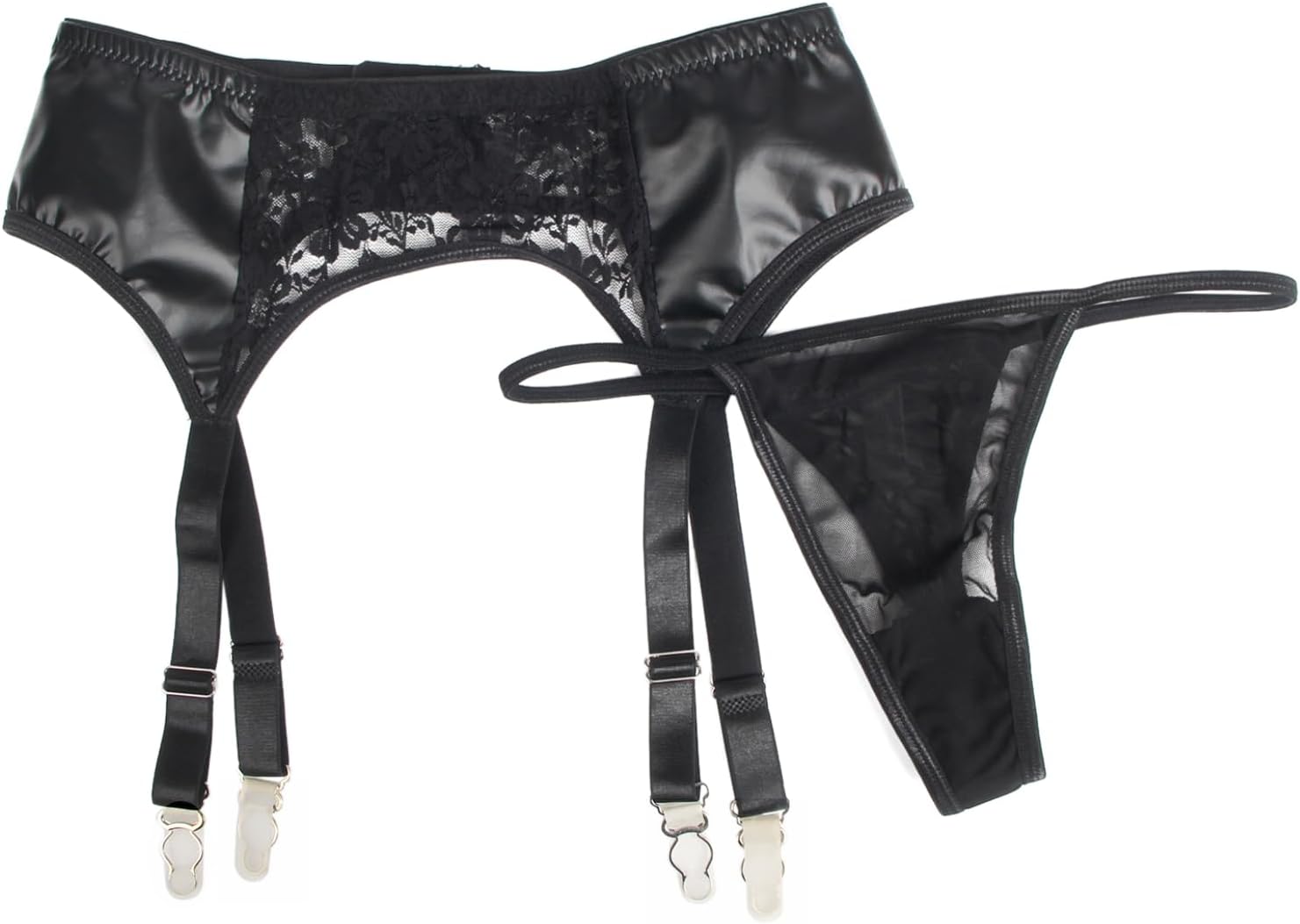 ohyeah Leather Garter Belt for Thigh Highs Stockings Plus Size Garter Belts Black Lace Vintage Garter Belt 4-Strap Suspenders - Image 7