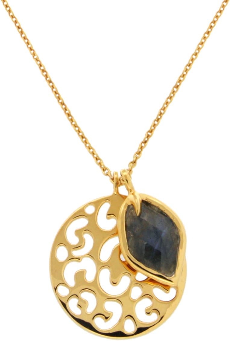 Missoma 18ct Gold Plated Maiya Round Pendant Necklace with Labradorite of 47cm