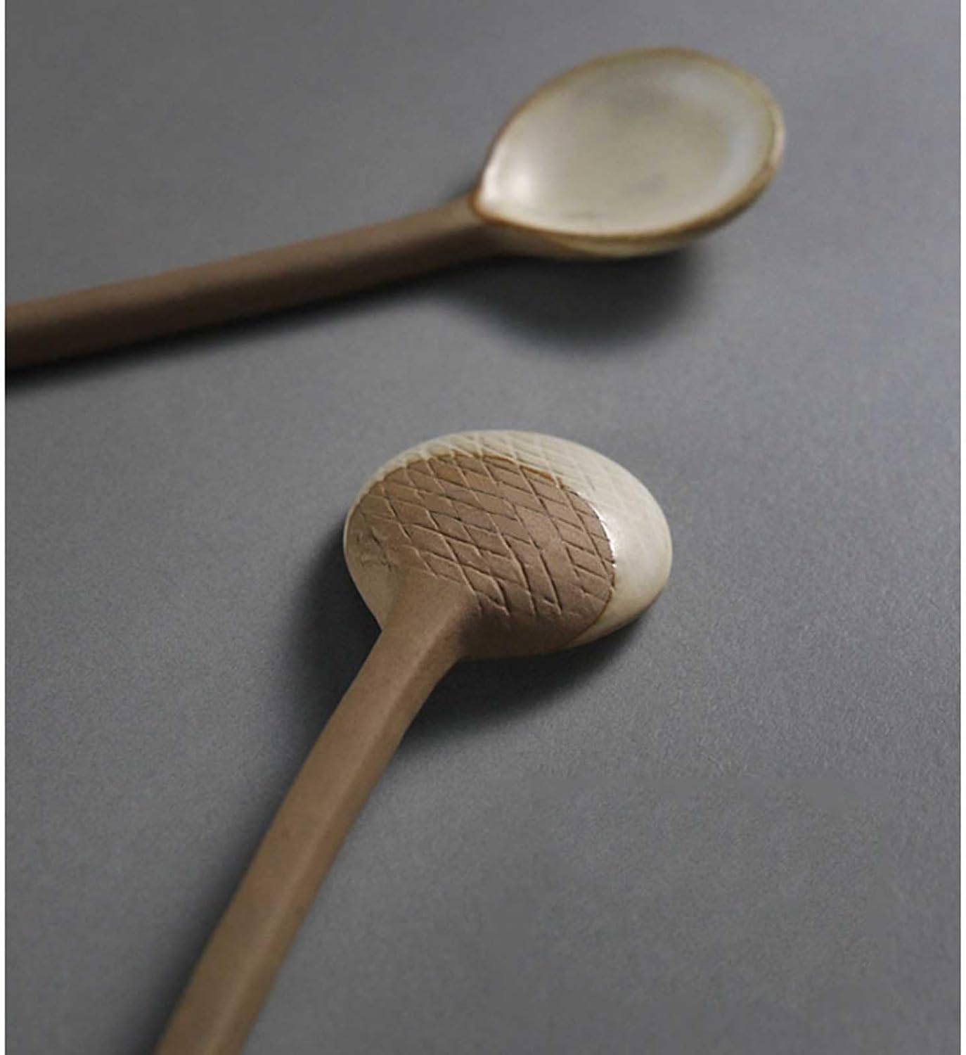 Soup Spoon Long Handled Coffee Ceramic Stirring Vintage Small Handmade Matte, 1 Piece Dinner