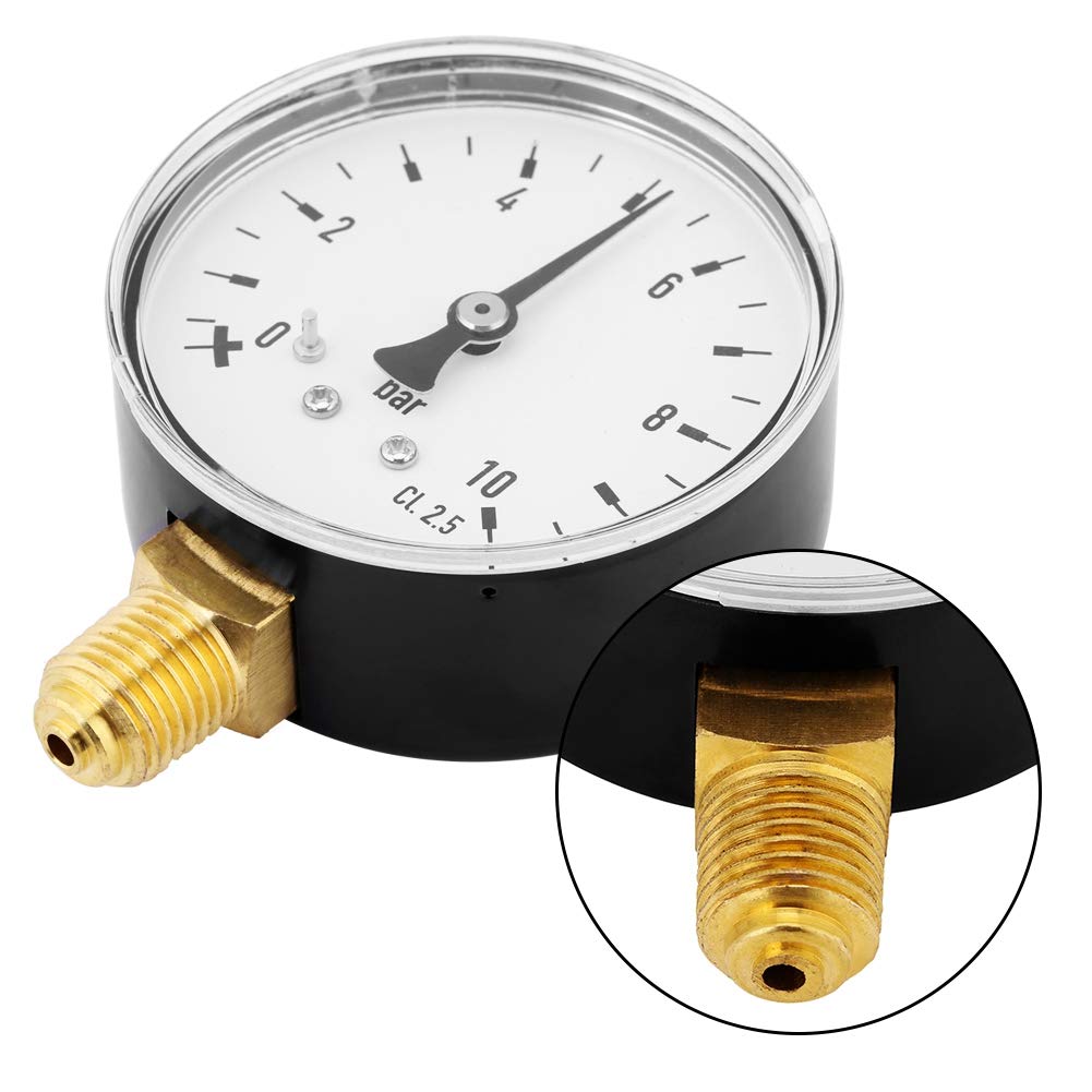 Manomètre 0-10 Bar Avec Raccord 1/4 NPT - Pour Mesure D'Eau, D'Huile, D'Air Et De Gaz - 11