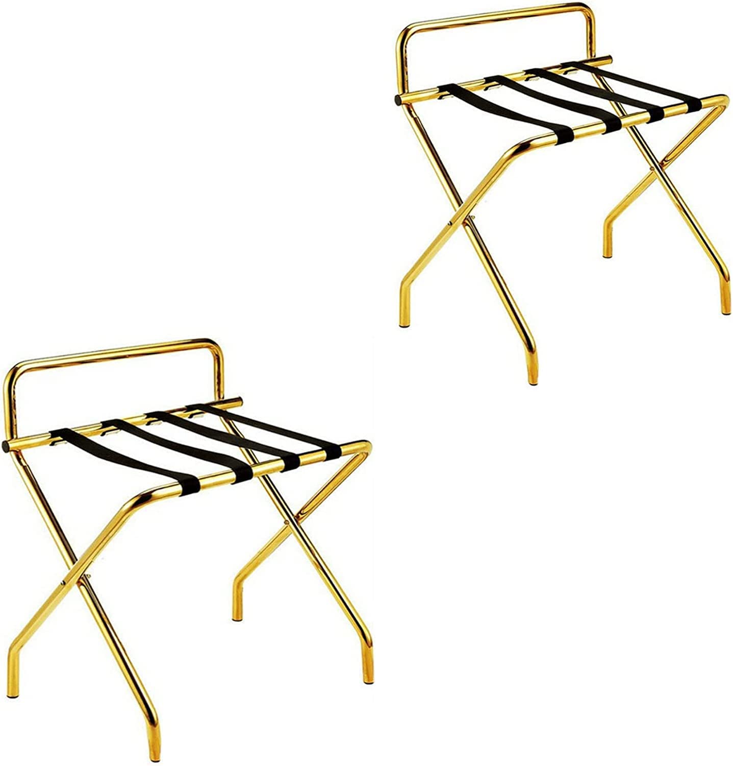 Porte-valise pliable en acier doré pour organiser une chambre d'amis accueillante
