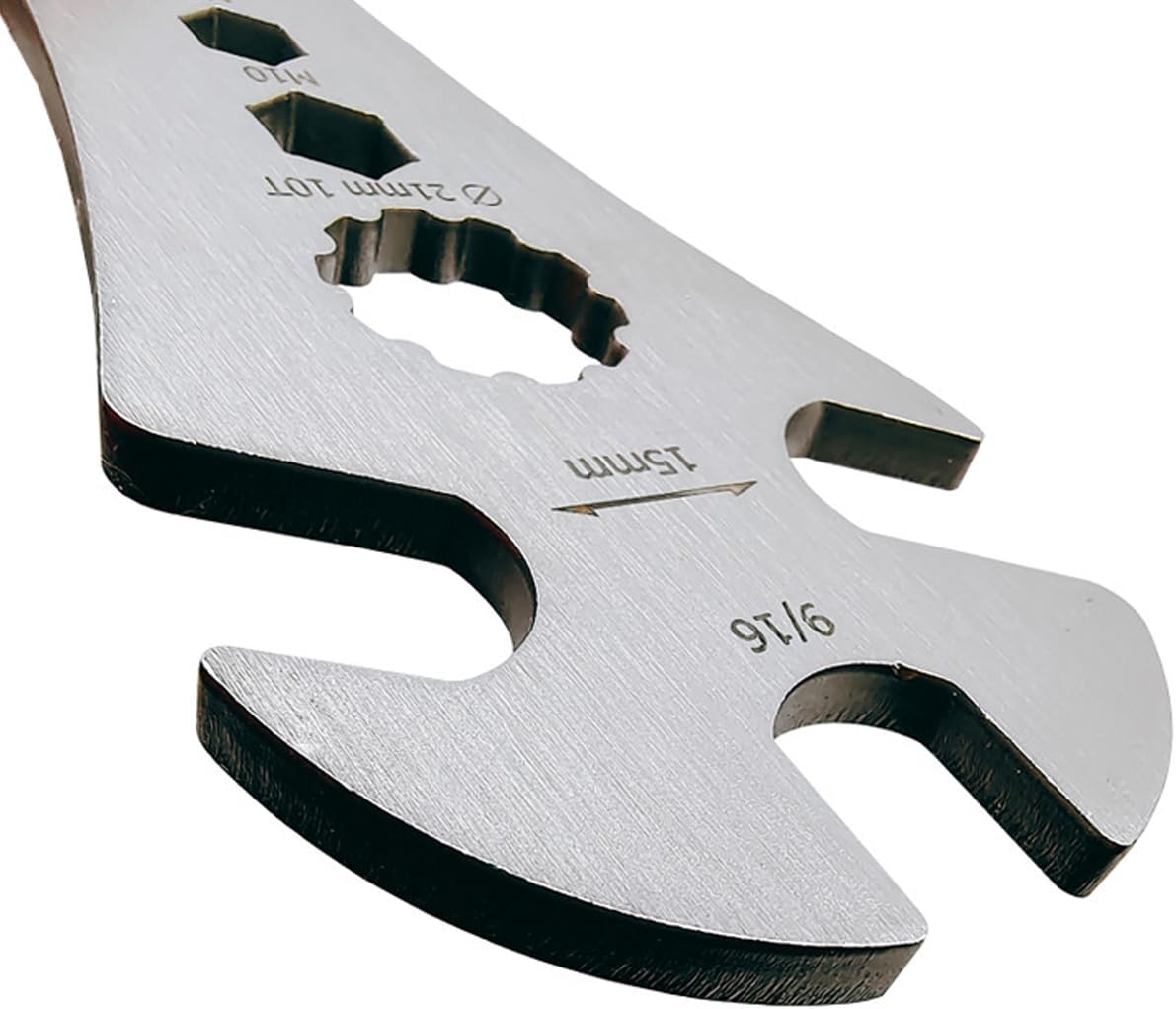 Multifunctional Pedal Wrench for Road Bikes & MTBs - 6-in-1 Stainless Steel with Clipless Pedal Adapter (15mm/9/16) - Extended (320mm) & Sturdy (356g)