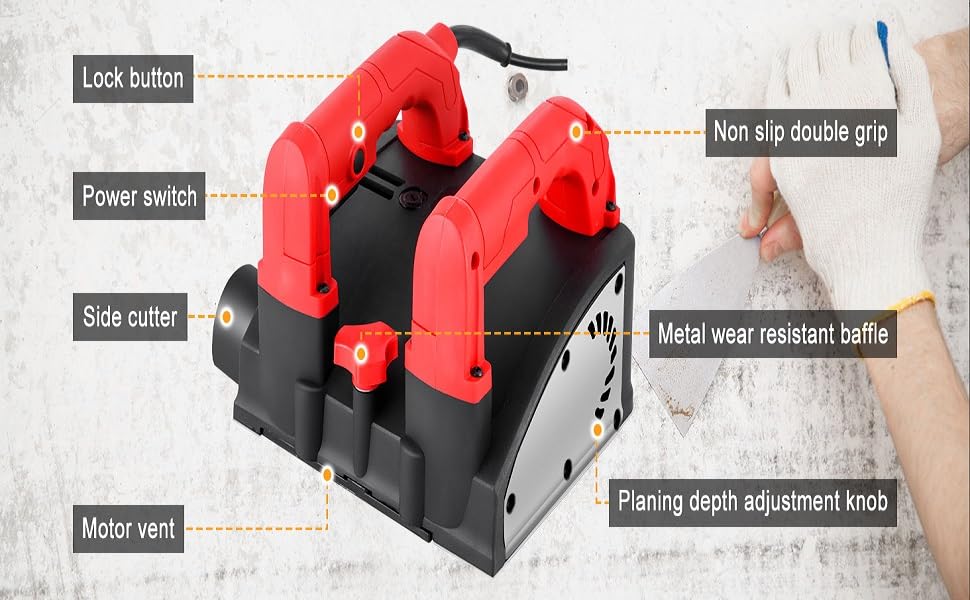 Image of Hetkrishi 220v 1800w Electric Wall Planer machine Handheld Power, Wall Scraper, Wall Shovel Machine for Wallpaper Paint Putty Sprayer | Electric wall planer concrete power shovel wall machine