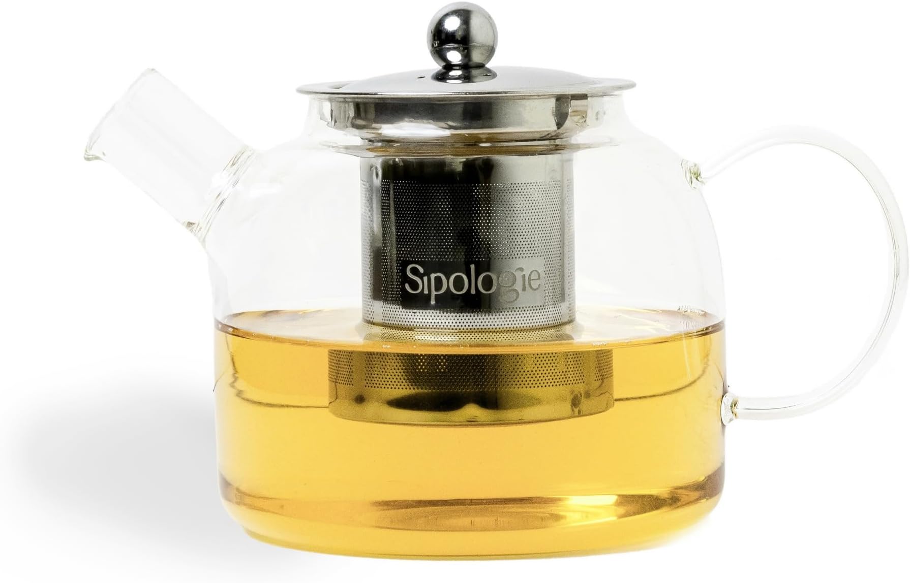 Sipologie Inspire Tea Pot with Infuser, 900ml | Lead-Free Crystal Glass Tea Pot for Loose Leaf Tea & Masala Chai | Fine Mesh Stainless Steel Infuser