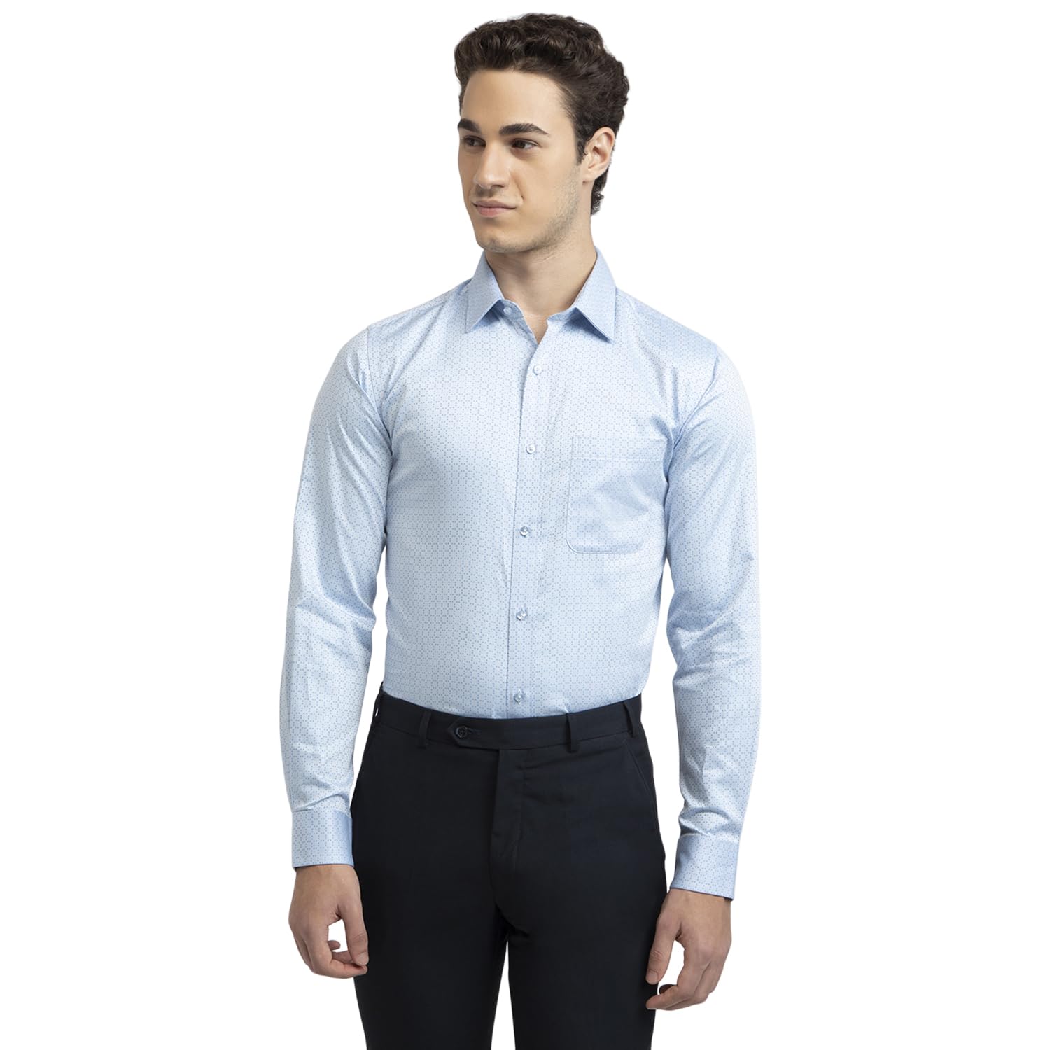 raymond Slim Fit Pure Cotton Structure Pattern Semi Cut Away Collar Formal Shirt-picture-49