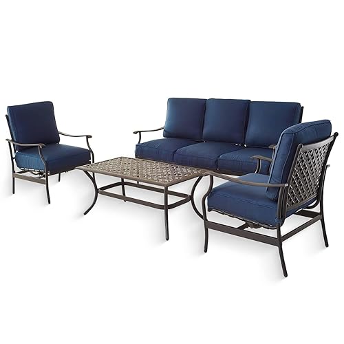 PatioFestival Patio Conversation Set 4Pcs Cushioned Outdoor Furniture Sets Patio