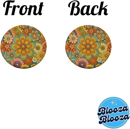 Miniatura 4 de 70's Retro Groovy Hippie Pretty Floral Design Round Ceramic Holiday Christmas Tree Ornament