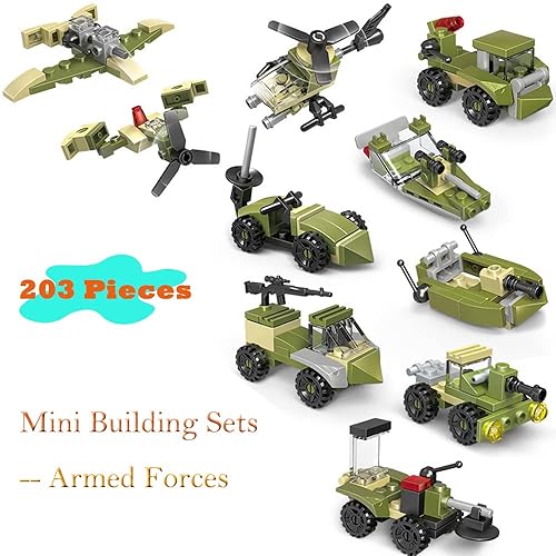 Miniatura 6 de Vehículos militares y autos de ingeniería, juegos de ladrillos de construcción, ensamblaje 3D, kit de construcción para recuerdos de fiesta, premios