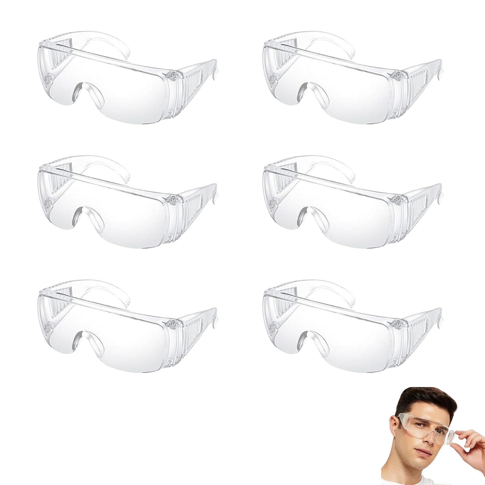 OXYGLOBE 6Pcs Safety goggles Eye Protection Glasses Transparent Glasses for Men Safety Goggles for Men iIndustrial for Road Rider Bikers Cars Travelling Hiking Cricket Multipurpose Eyewear (B0CQYFFMW6) Amazon Price History, Amazon Price Tracker