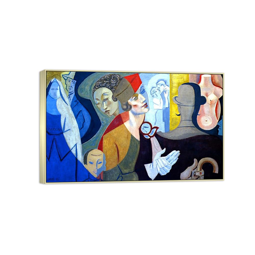 SDYSKKUG André Lhote Famous Wall Art for Living Room. Canvas Prints. Crossroads. Artwork Painting Reproduction Modern Home Decor 128x80cm Silver Frame