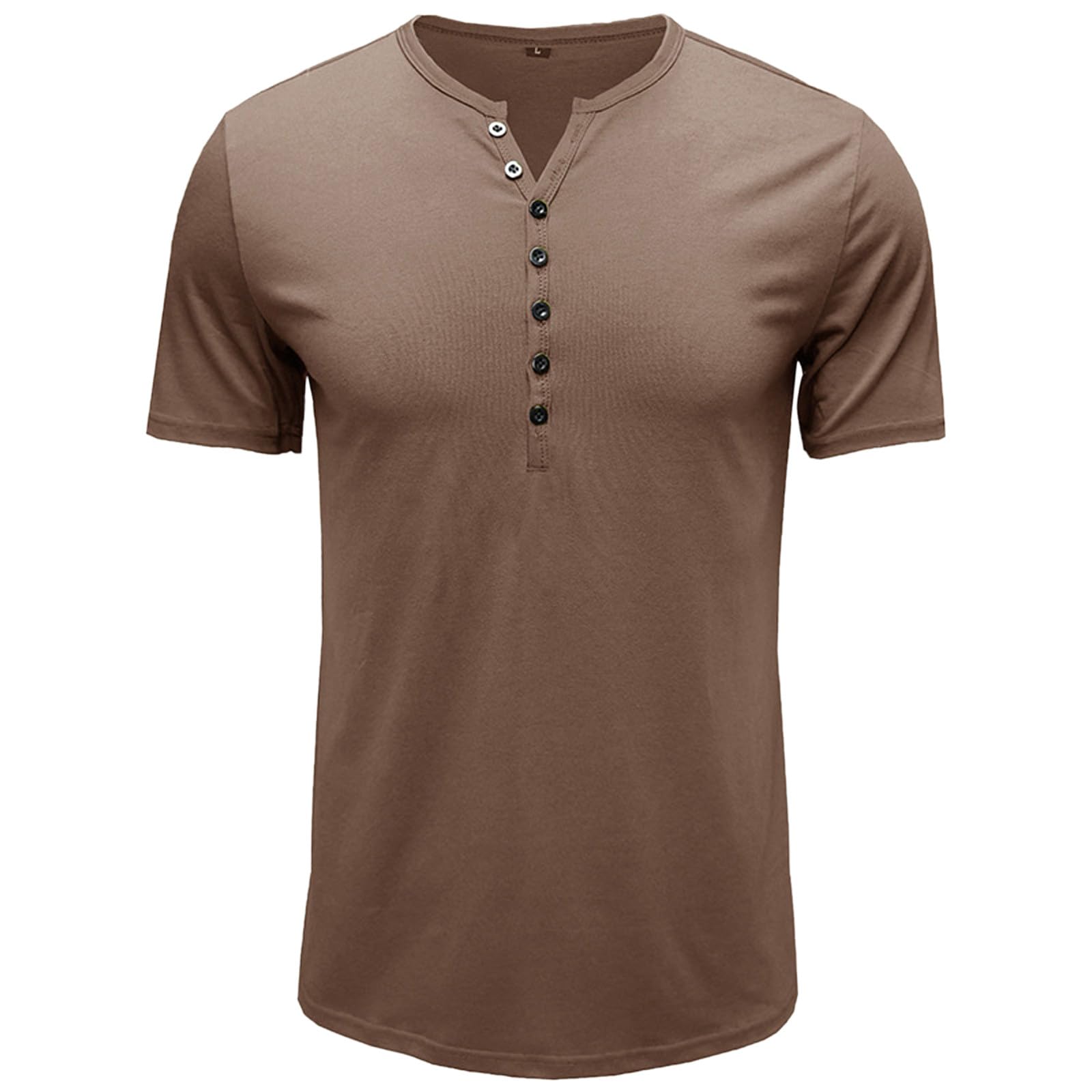 Mens Henley Shirts Short Sleeve Solid Color Button Down Casual Summer Basic Tee Shirts Classic Slim-Fit Tunic T-Shirts