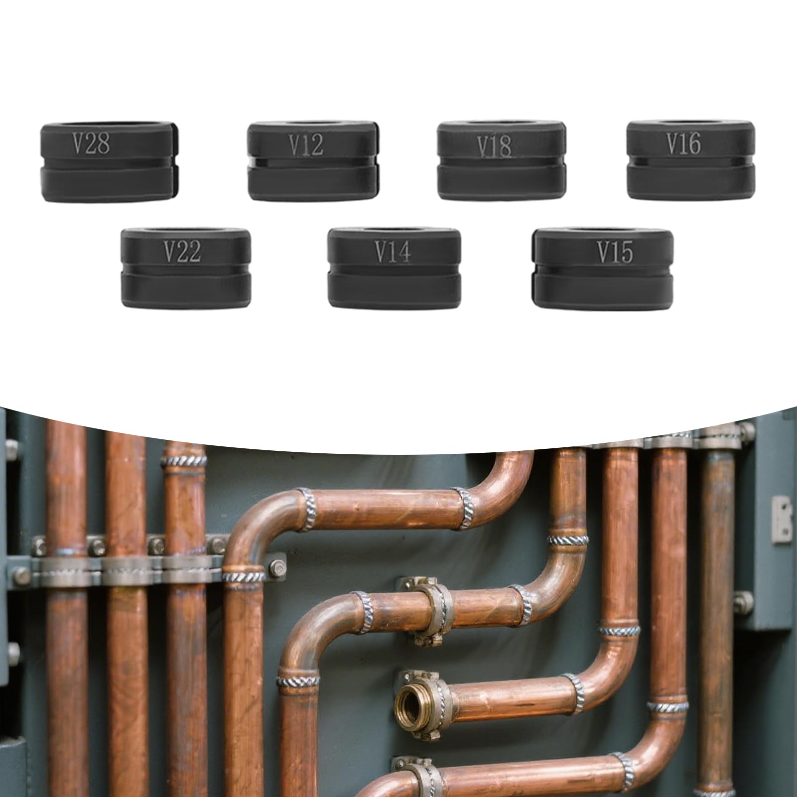 Lot de 7 mâchoires de sertissage pour pince à sertir, profil en V pour V12, V14, V15, V16, V18, V22, V28, pour sertir des tuyaux en cuivre, mâchoires de sertissage de type V
