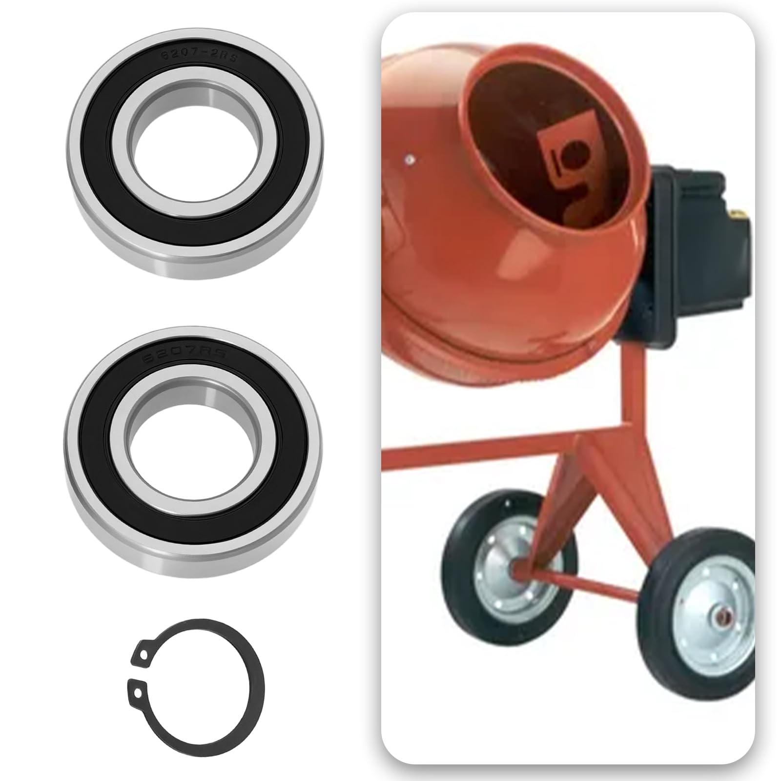 EMSea 2Pcs 35x72x17mm Drum Bearing with Retaining Rings Compatible with LESCHA VM 140S SM 145S VM 160S Compatible with Format 165 Concrete Mixer Spare Parts - Image 2