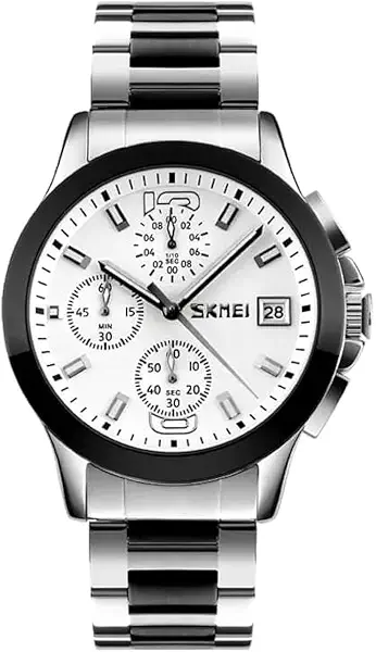 سعر ومواصفات سكمي ساعة للرجال من سكيمي، لون فضي/أسود، موديل 9126WT (B0D5YNYRMY) على Amazon EG
