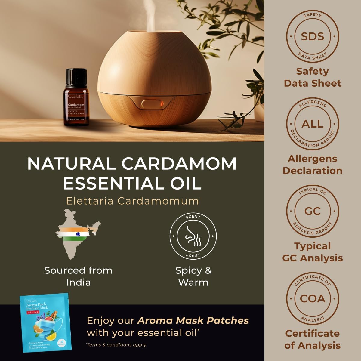 Cardamom & Vanilla Essential Oil Set - Aromatherapy Grade Essential Oils Set - 2x0.34 fl oz - Gya Labs