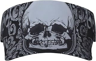 Skull Printed Visor Hats for Women Adjustable Sun Protection Visor for Golf Tennis Running Summer Beach Black, Black, One Size, Black, One Size