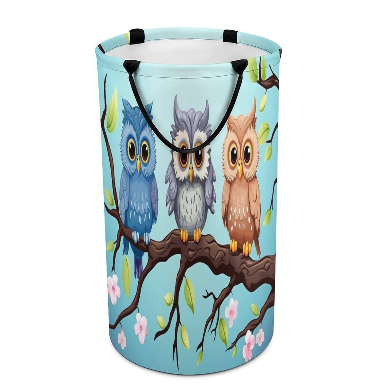 Owls on A Branch Dirty Clothes Basket Large Capacity Laundry Basket Freestanding Laundrys Hampers Tall Collapsible Clothes Hamper for Blankets Toys