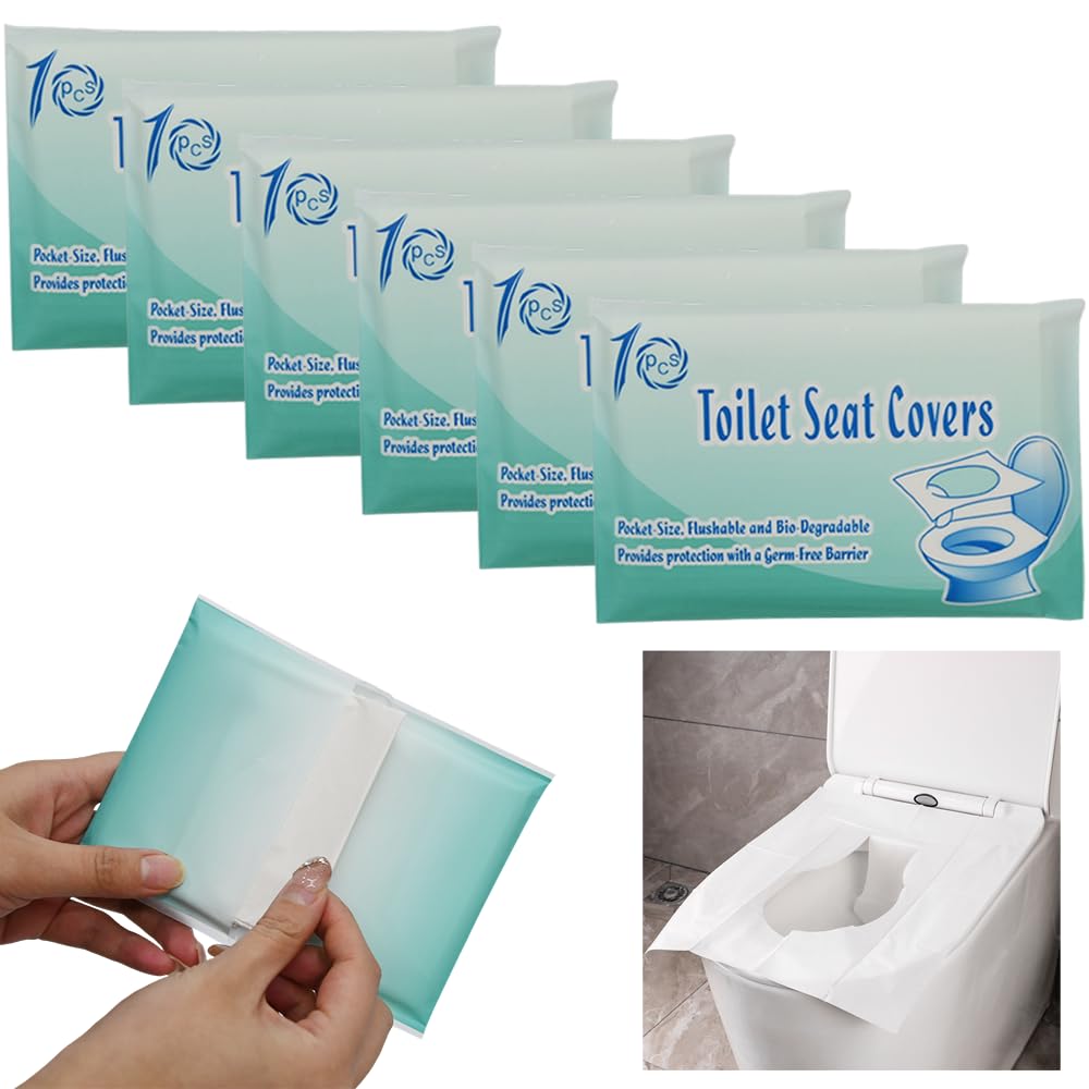 Ram Online Women's White Ram® 60Pcs Disposable Toilet Seat Covers Flushable Travel Public Toilet Seat Covers For Adults, Kids, Pregnant