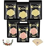 Hard Wax Beads for Hair Removal, Bouvetan 1.3Lb/21oz Wax Beans for Brazilian Waxing, Eyebrow, Face, Bikini, Legs, Arms for Women Men Hair Removal with 10pcs Sticks, 6 Packs