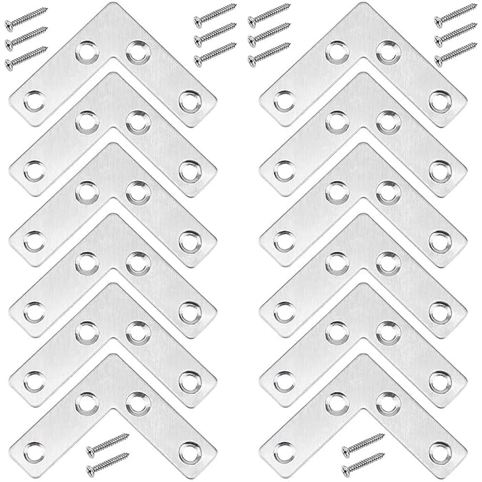 Buy 12pcs L Shaped Corner Brackets, Heavy Duty Stainless Steel Flat