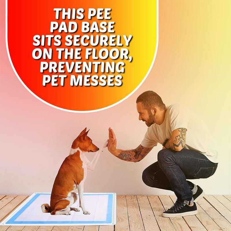 Image of TidyFriend Dog Pee Pad Holder Tray Fits for 30 inch x 36 inch Pee Pads with Corner Lock Holes, Raised Edges, Non-Spill, Easy to Clean Silicone Dog Potty Tray Holder, For Indoor Floor Protection (White)