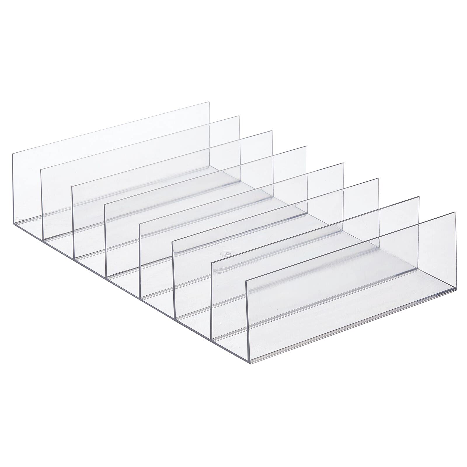 mDesign Organizador de embrague dividido de plástico para armarios, dormitorios, aparadores, solución de almacenamiento para bolsos, carteras, billeteras y accesorios, 7 secciones, colección Lumiere,