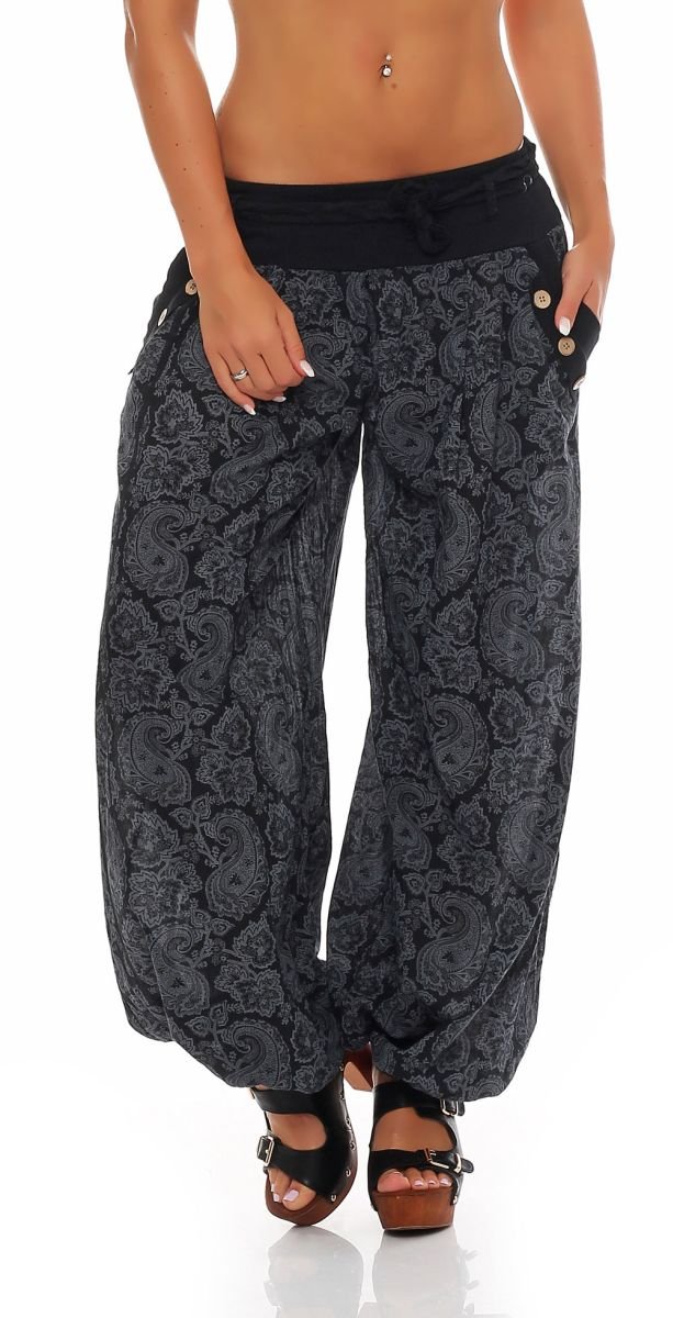Malito Harem Pantaloni con Orient Print Boyfriend Aladin Sbuffo Pantaloni Pump Baggy Yoga 3488 Donna Taglia Unica